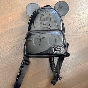 Loungefly Black Patent Mickey Backpack with Ears